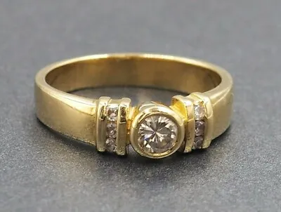 Vintage 18ct Yellow Gold Diamond Ring - Wedding Jewellery - Size L 1/4 • $803.78