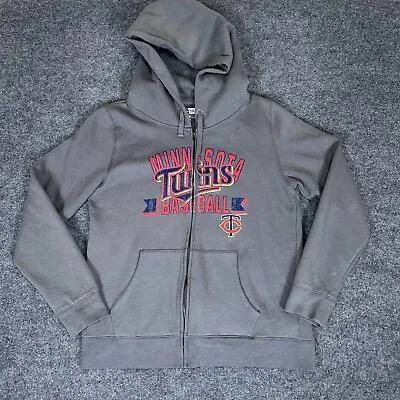 New Era Minnesota Twins Jacket Mens 2XL Gray Hooded Full Zip Sweatshirt Adult • $23.16