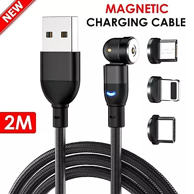 Magnetic Fast Charging Data Cable Cord Charger 2M Type-C/Micro USB/USB 3IN1 • $10.99