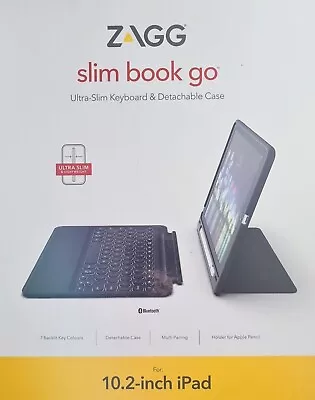 $29.99 • Buy Zagg Slim Book Go Bluetooth Keyboard Case For Apple Ipad 10.2'' 7th 8th 9th Gen