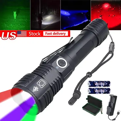 TAC Multicolor LED Flashlight 4 In1Rechargeable Red/UV/Green/White Hunting Light • $20.99