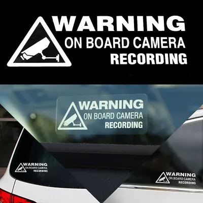 1Pc White Sticker Warning On Board Camera Recording Car Window Vinyl Decal DIY • $2.56