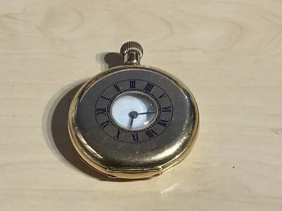 Waltham USA 19 Jewels Half Hunter Pocket Watch Dennison 14k Plate Sun Case Works • £149.99