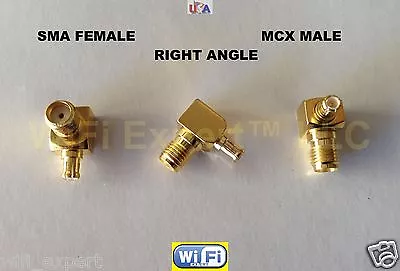 1x Angle Male MCX To Female SMA Gold Plated For TV28T RTL2832U R820T RTLSDR SDR • $5.24