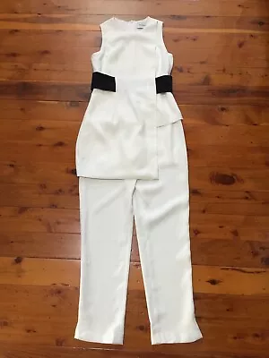  Eclect Off White With Black Belt Jumpsuit  Sz: 8 Near New Rrp:$249.95 • $40