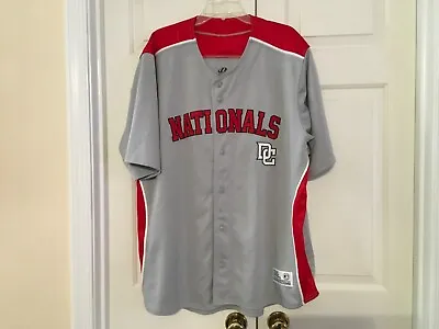 Washington Nationals MLB Gray/red Dynasty Series DC Baseball Jersey SZ 2XL • $13