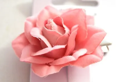 NEW 4cm Dark Pink Fabric Rose Flower Fork Hair Clip Fashion Womens • £3.49