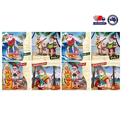 10pk Christmas Greeting Cards & Envelopes Xmas Card Australian Designs Santa • $8.95