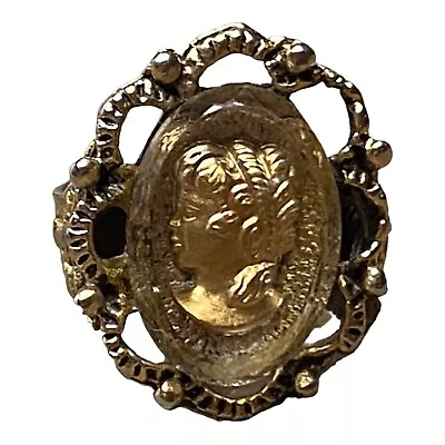 Vintage Vermeil Gold Intaglio Cameo Ring Victorian Woman Sz 5.5 Costume Jewelry • $25.49