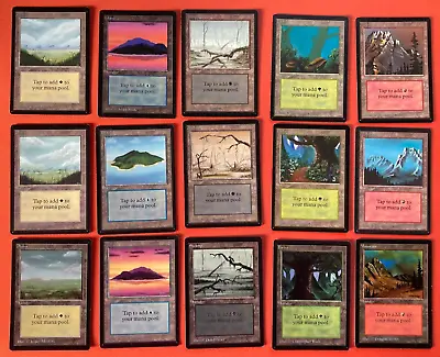 MTG Complete Set Of 15 Beta Limited Basic Lands Magic: The Gathering Light Play • $374.99