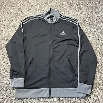 Adidas Essentials 3-Stripes Tricot Men's Track Top Jacket Polyester Gray Black • $14.95