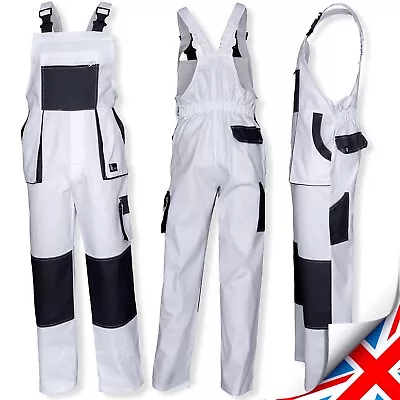 White Work Trousers Dungarees  Pants Overalls Multi Pocket_ Painters_Decorators. • £23.50