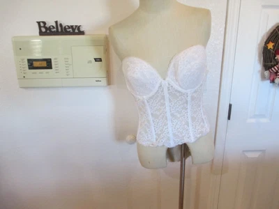 $20 • Buy Va Bien Bustier Bra 40C White 7474 Garter & Shoulder Straps NWT Lace Defect