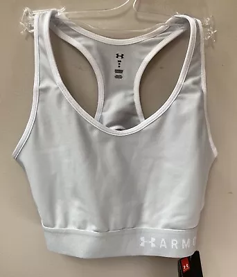 Under Armour Size Medium Mid Impact Keyhole Bra In Silver 1307196 BNWT • £14.99