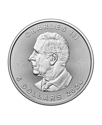 2024 Canada 1 Oz 9999 Fine Silver Maple Leaf Charles Iii $5 Coin From Rcm Tube • $38.88