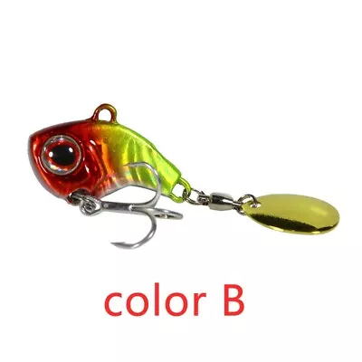 3D Eyes Rotating Metal VIB Vibration Bait Spinner Spoon Yellow & Red • $3.25