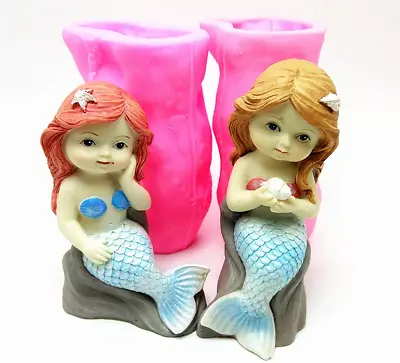 Baby Mermaid Silicone Mold Gypsum Concrete Resin Mermaids Art Crafting DIY Mould • $17.89