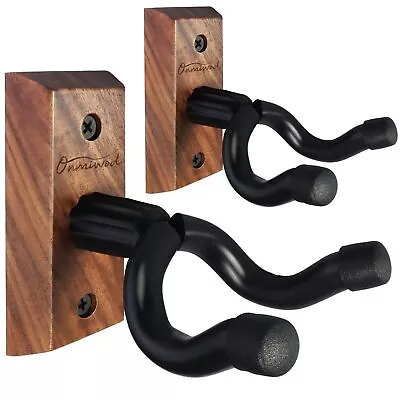 Guitar Wall Mount 2 Pack Black Walnut Wood Guitar Hanger U-Shaped Guitar Wa... • $25.59