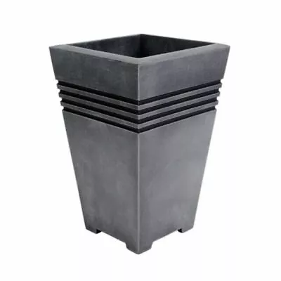 STRATA GN715 46cm High Milano Tall Square Planter Pewter • £14.99