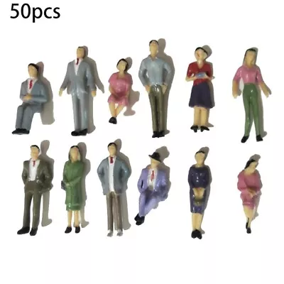 50pcs 1:32 Scale Painted Model Railway SITTING STANDING People Figures Gauge • £16.64