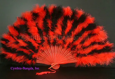 28 Leaves Red/Black Mix Marabou Feather Fan A+ Quality • $14.49