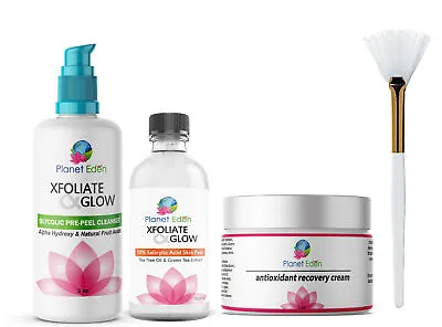 10% 20% Or 30% Salicylic Skin Peel Kit + Glycolic Cleanser + Cream & Fan Brush • $28