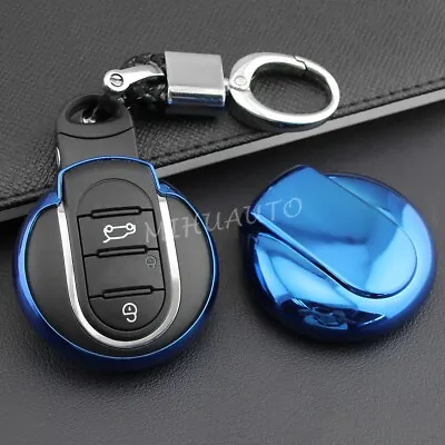 Car Key Case Cover Fob Chain Ring For Mini Cooper F55 F56 F57 F60 F54 Blue • $8.92