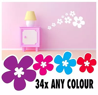 34 Daisy Stickers Vinyl Wall Decals Girls Boys Bedroom Art Flowers • £3.90