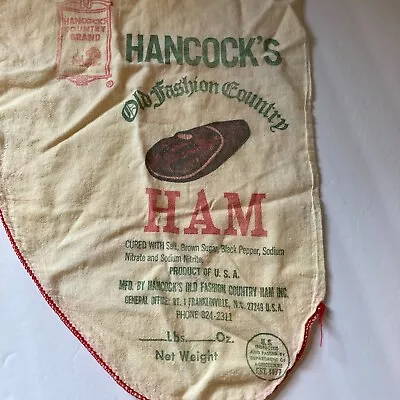 Vintage Cloth Bag Hancock's Country Ham Franklinville NC • $8.99