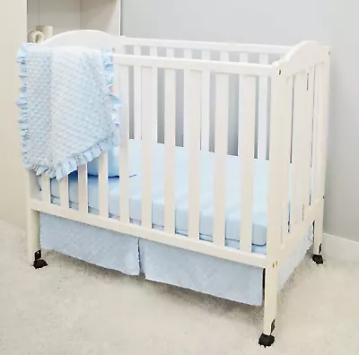 Heavenly Soft Minky Dot 3-Piece Mini/Portable Crib Bedding Set Blue For Boys A • $92.53