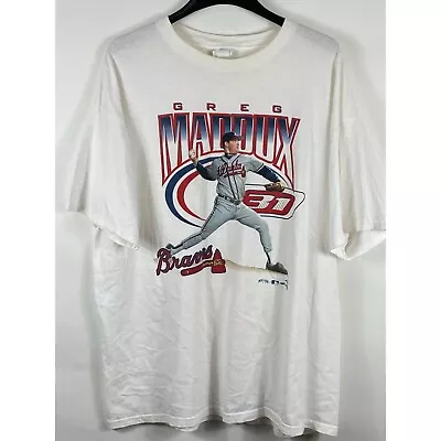 Vintage Aaron Hank Originals Greg Maddux Atlanta Braves Tee Shirt 2XL B630 • $39.99