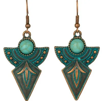 £4.29 • Buy Boho Arrowhead Earrings Native Tribal  Vintage Green Dangle Drop Jewellery