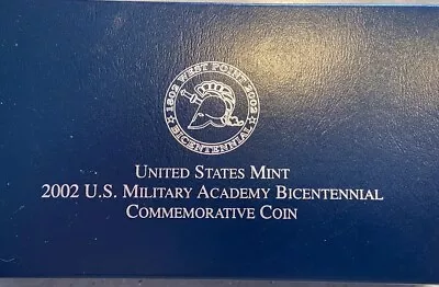 2002 US Military Academy Bicentennial Proof Silver Dollar Coin W/Box & COA • $52