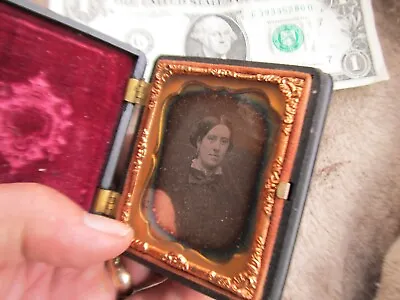 Antique Cased Daguerreotype Of Woman In Gutta Percha Hard Rubber Case • $68