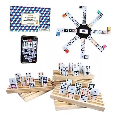  Mexican Train Double 12 Dominoes Set 91 Tiles Classic Domino Game With 8  • $44.04