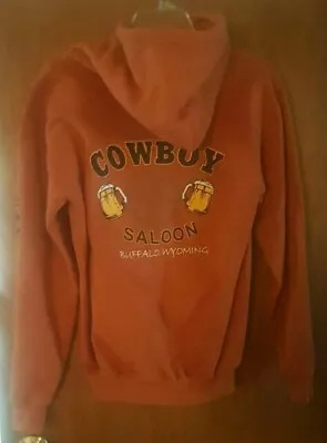 Cowboy Saloon Buffalo Wyoming Hoodie Gildan Ultra Blend Size Small  • $17.99