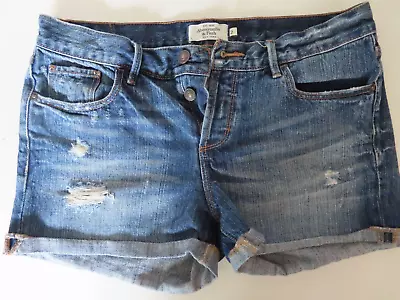 Abercrombie&Fitch NY Ripped Rolled Hem Denim Shorts Size US2 UK6 • £8.99