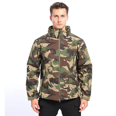 Waterproof Mens Tactical Soft Shell Fleece Jacket Warm Coat Military Casual Camo • $52.99