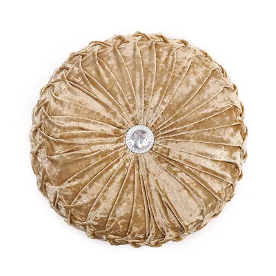 New Crushed Velvet Round Cushion Filled Small & Large Stitched With Diamond  • £10.95