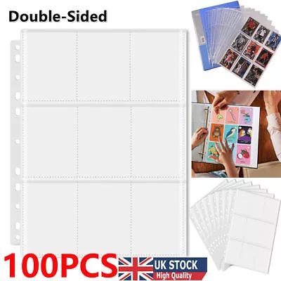 100 Sheet Premium Double Sided 9-Pocket Pages Trading Card Albums Sleeves Binder • £8.99