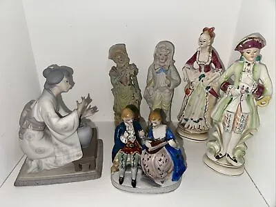 Vintage LLADRO Matte Japanese Lady Figurine With Flowers Lot Of 6 Made In Japan • $85
