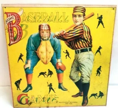 Vintage 1993 Home Baseball Game Tin Sign. Mcloughlin Brothers  12.5x13  ! • $16