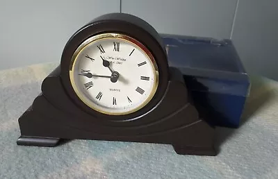 Wm. Widdop Art Deco Style Wooden Mantle Piece Clock Height  15cm Width 22.8cm • £20