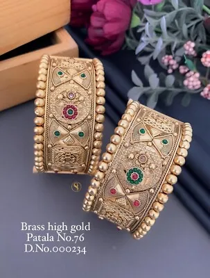 Indian Fashion Jewelry High Gold Plated Bollywood Ethnic Traditional Bangle Set • $24.46