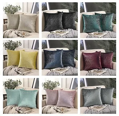 £3.99 • Buy Cushion Cover Silver Metallic Velvet  Couch Luxury Pillow Case Slipcovers