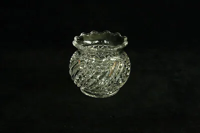 Antique Us Glass + Gold Zippered Swirl & Diamond Pattern Toothpick Holder Eapg • $19.99