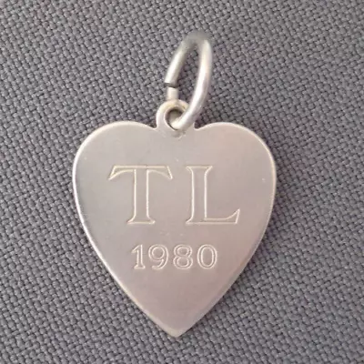 Vintage Tiffany & Co Sterling Silver Heart Charm Pendant Fob Engraved TL 1980 • $14.99