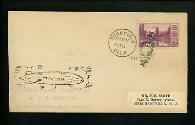 US Postal History Airmail Zeppelin U.S.S. Macon Mellone # 10/11/34-4 1934 CA • $14.99