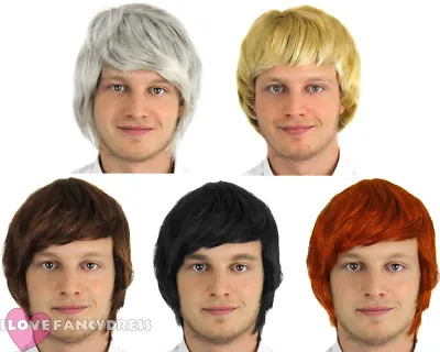 £9.99 • Buy Mens Short Wig Boy Band Adult Male Fancy Dress Costume Accessory 60s 70s 80s 90s