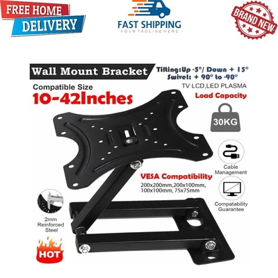 £10.39 • Buy TV Wall Bracket Tilt Swivel For 10 15 20 23 25 30 32 38 40 42 Plasma LCD LED 3D